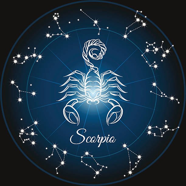 zodiac sign scorpio and circle constellations. vector illustration. zodiac sign scorpio and circle constellations. vector illustration.
