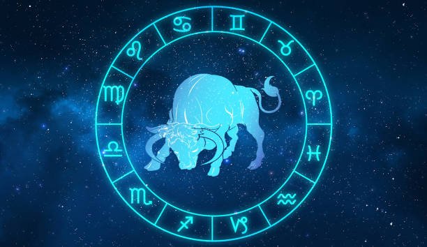 taurus horoscope sign in twelve zodiac with galaxy stars ."r"n